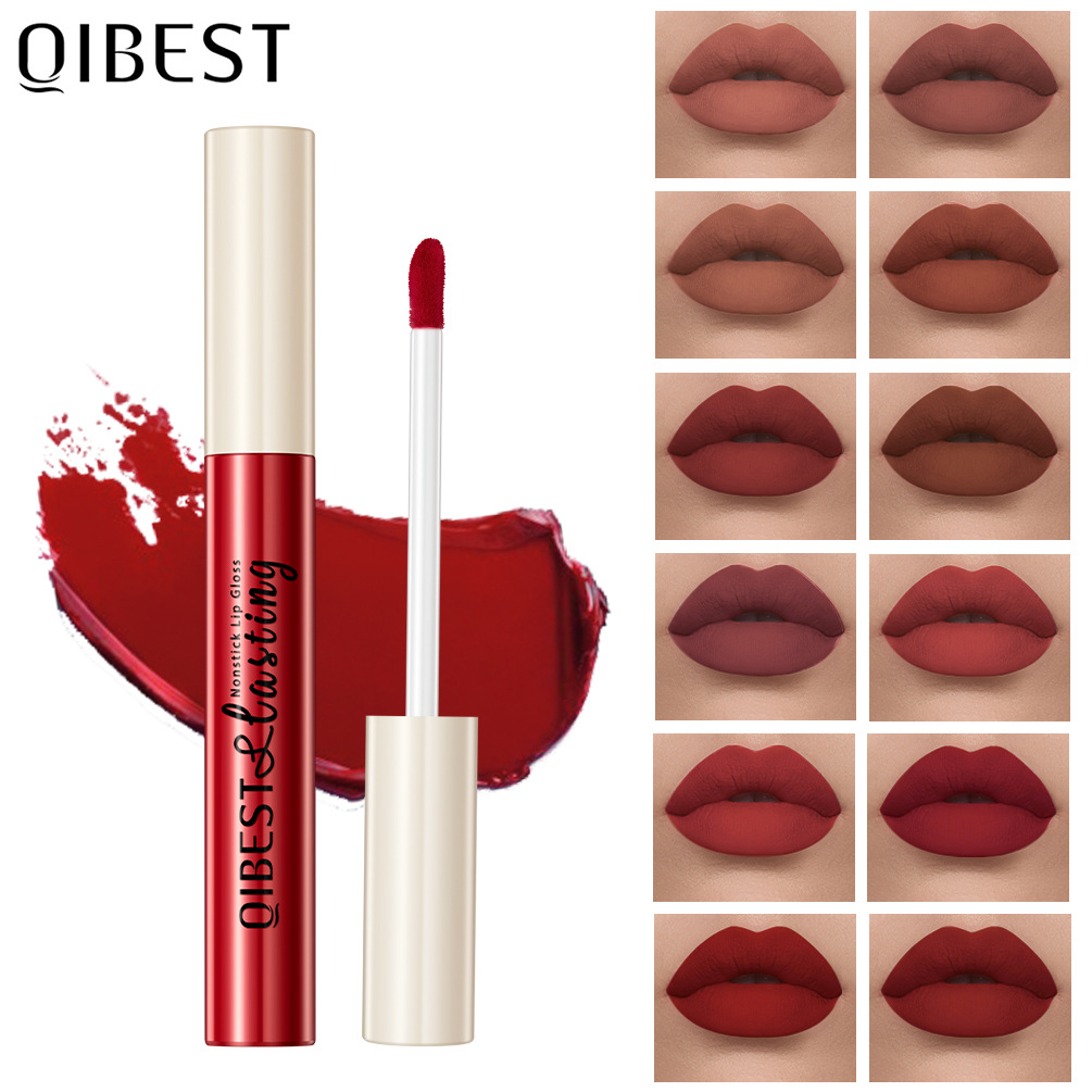 QiBest Non-stick cup lip gloss matte Liquid Lipstick and non-fading lip gloss Cross-border wholesale from Europe and America full figure