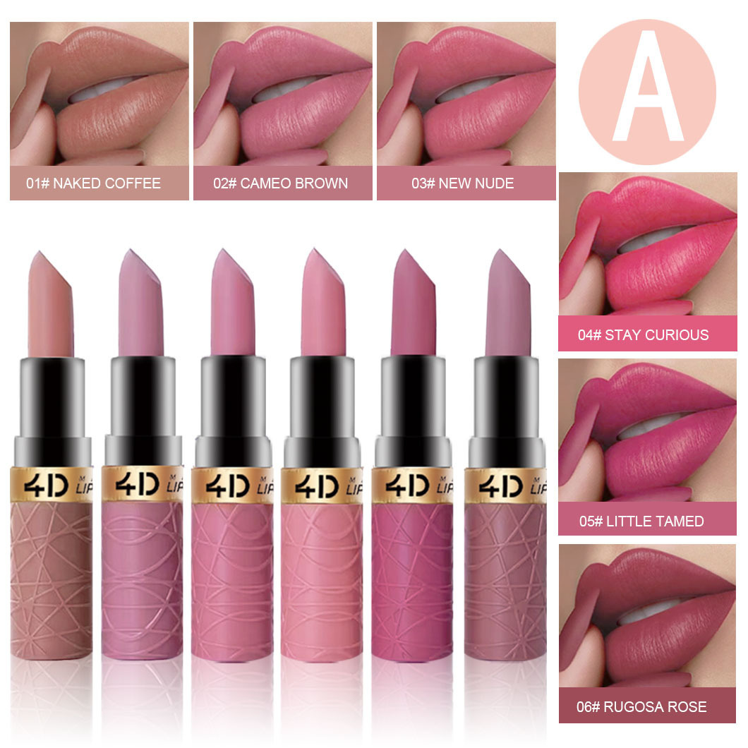 6-piece matte lipstick, cross-border lip makeup, Aunt Red, easy to apply, export lip gloss set, not easy to smudge details Picture