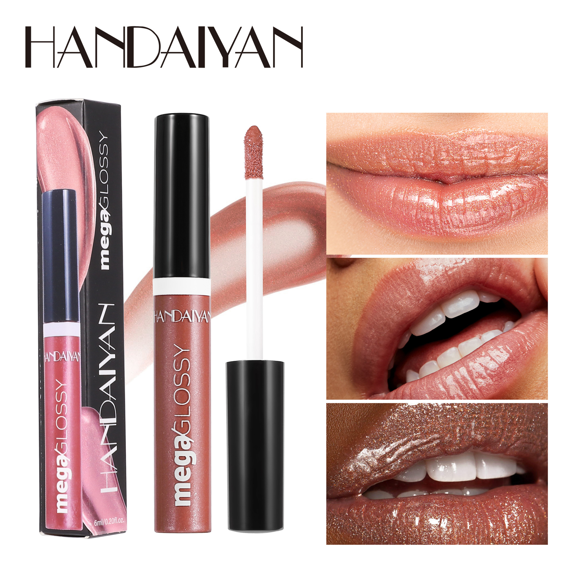 Cross-border Fine Sparkling Pearl Lip Gloss handaiyan Long-lasting Moisturizing and hydrating liquid lipstick Lip gloss that is easy to color full figure