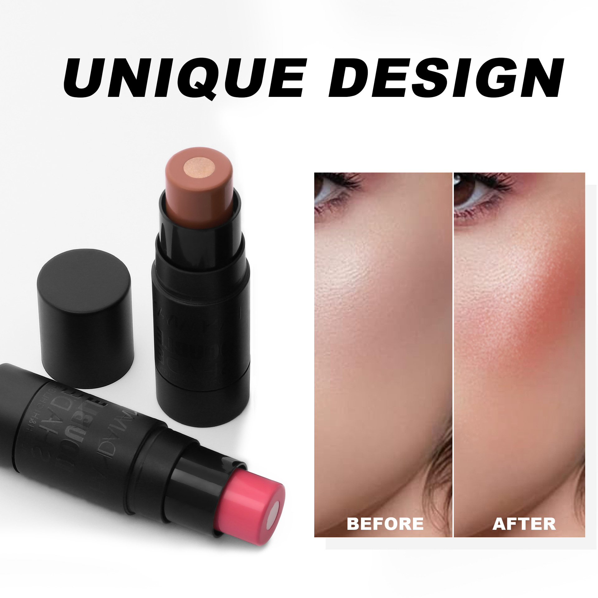HANDAIYAN's cross-border makeup brightening and complexion enhancement Solid filling blush cream Contouring stick Blush Application Scenario