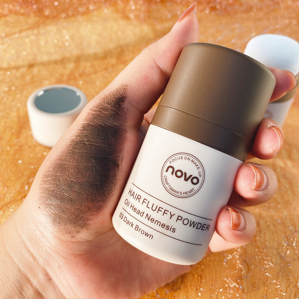 NOVO Hairline Puffy Powder, Oil-control, refreshing and natural, lazy person's contactor Powder, bangs oil-removing no-rinse Magic Powder, Puffy Powder Specification drawing
