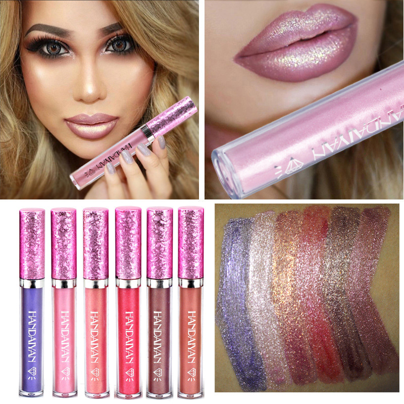 Cross-border Diamond Pearl Lip Gloss handaiyan liquid Lipstick, long-lasting non-stick Cup Iridescent Mermaid Beauty Lip gloss full figure