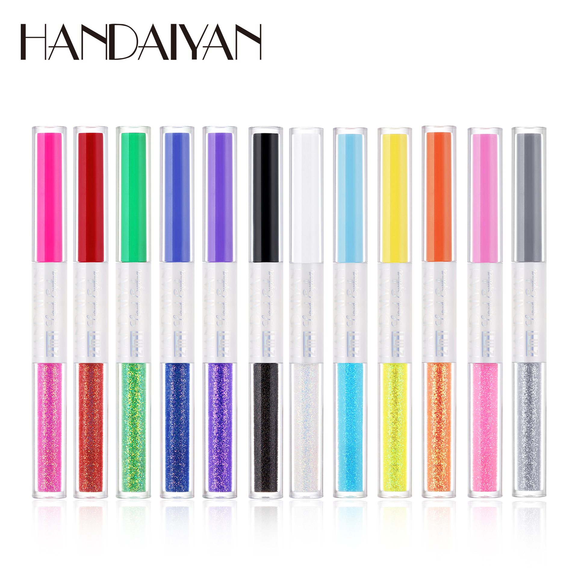 Genuine handaiyan eyeliner pen, long-lasting waterproof eyeliner liquid pen, extremely fine colored horizontal silkworm pen, dual-purpose double-tipped pen Item Picture