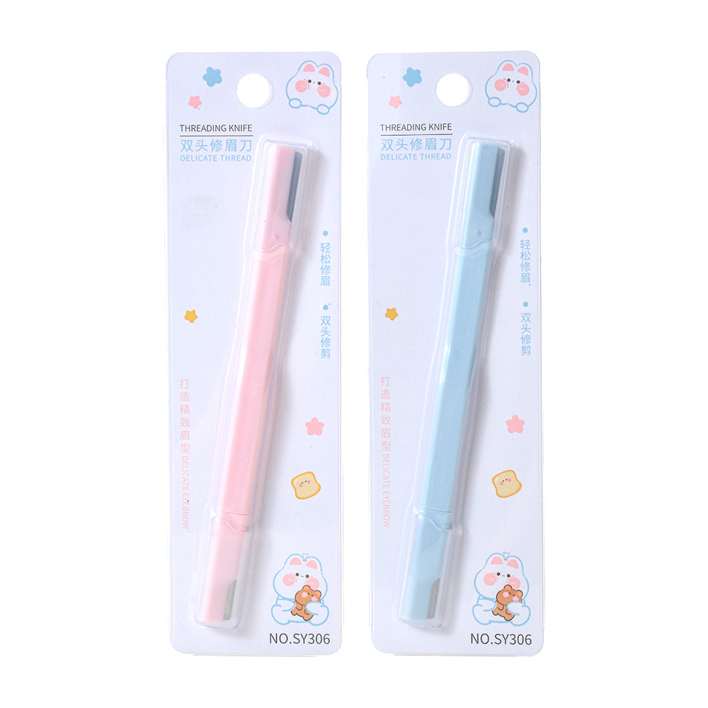 LMLTOP Katong Double-head Eyebrow Trimmer, Stainless Steel Macro Eyebrow Trimmer, beginner's eyebrow scraper SY306 Item Picture