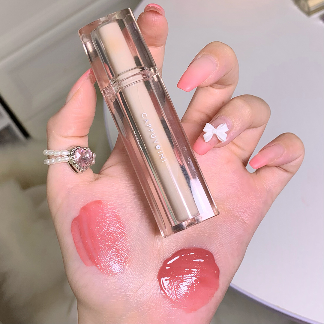 Douyin Makeup Cappuvini Ice Tea Mirror Surface Water Gloss Lip Gloss, long-lasting and easy to color Glass Jelly Lip Gloss wholesale details Picture