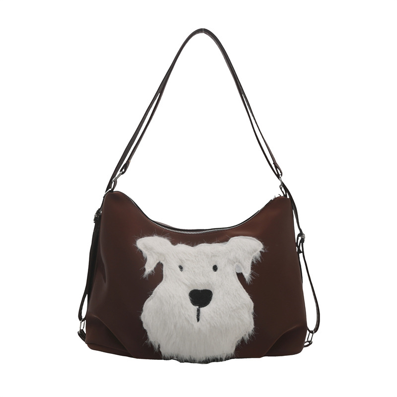 Cute little dog tote bag, women's bag, fashionable new school style backpack, large-capacity commuting single-shoulder bag Item Picture