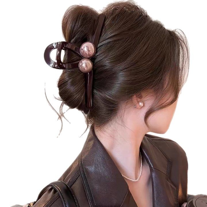 Light luxury and high-end pearl claw clip, large shark clip, 2025 new style, thick hair volume, back head updo hair clip, hair accessory Item Picture