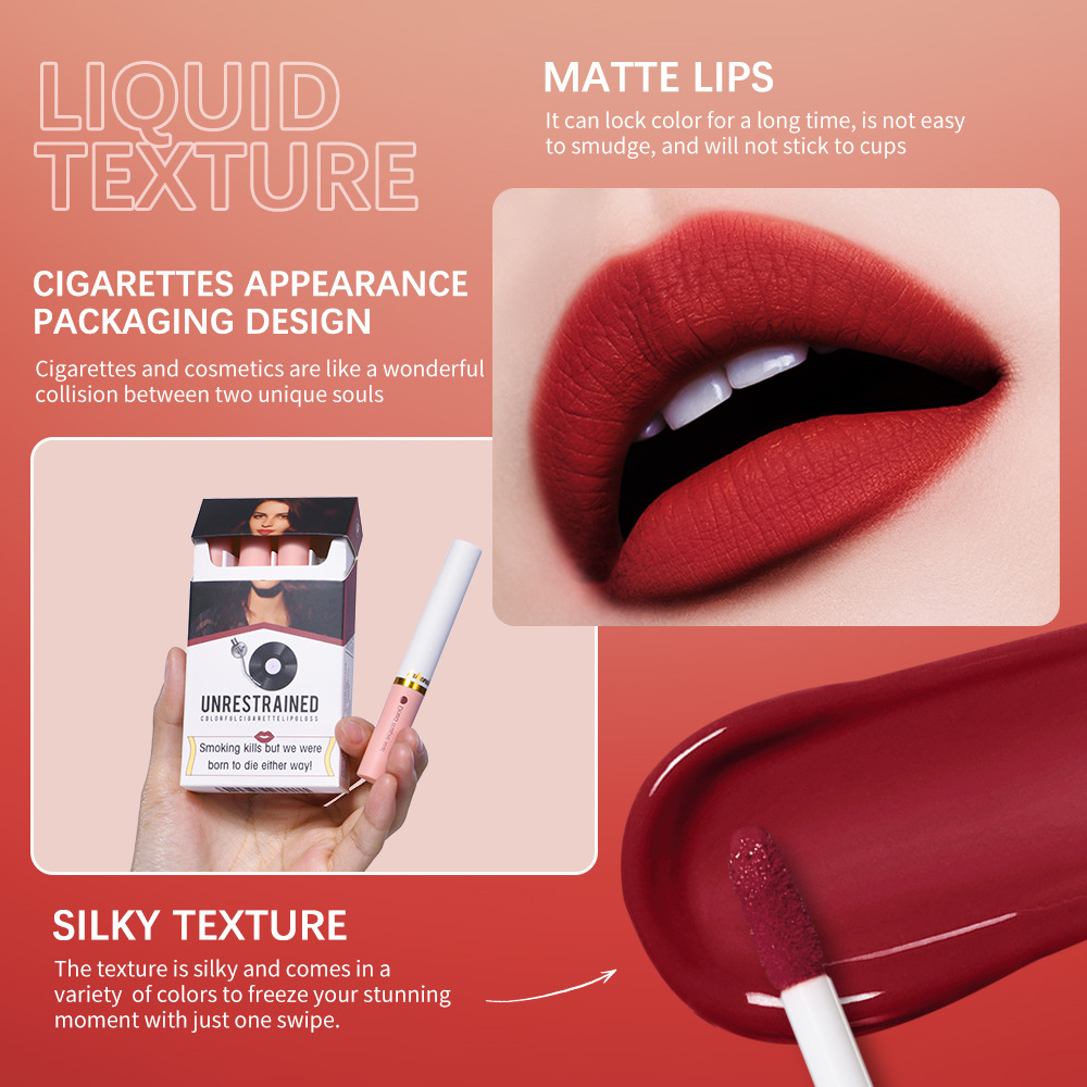 lakerain Cigarette Box Lipstick Matte Lip Gloss Lipstick set Specification drawing