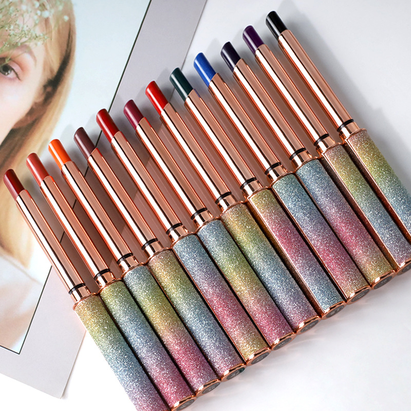 VIBELY Foreign Trade Starry Sky Shining matte Lipstick, non-stick cup, non-fading, small diamond heel Lipstick, cross-border wholesale Specification drawing