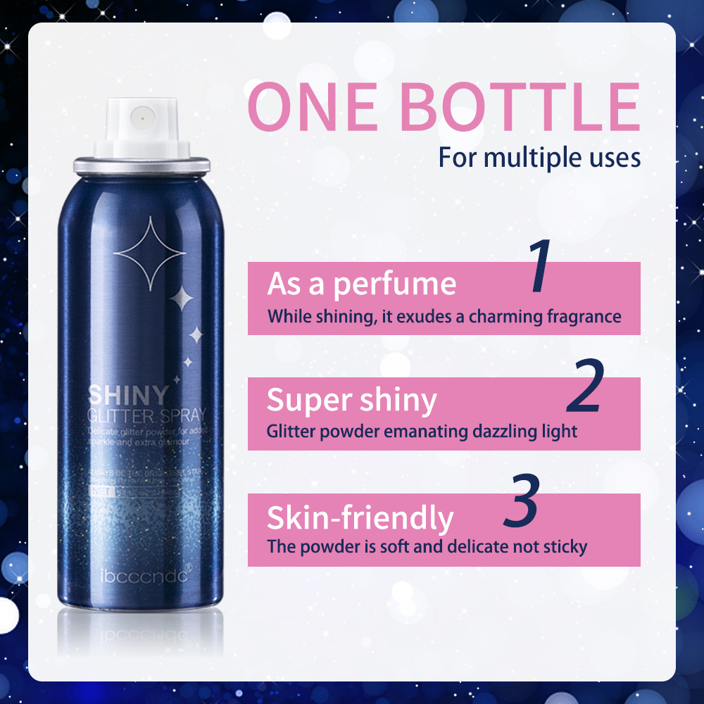 ibcccndc Glitter Spray 60ml Nightclub Party Body Starry Sky Glitter Spray Stage Makeup details Picture