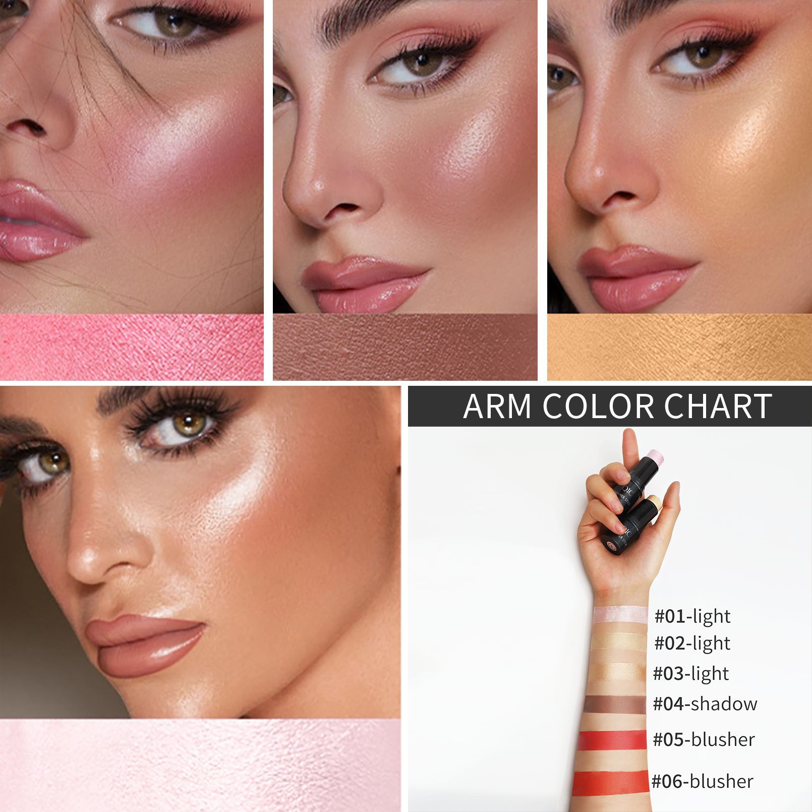 QIC Facial Concealer Stick, Highlight Stick, Three-dimensional natural highlight Shadow Blush Stick, Contouring Stick, Cross-border Makeup Specification drawing