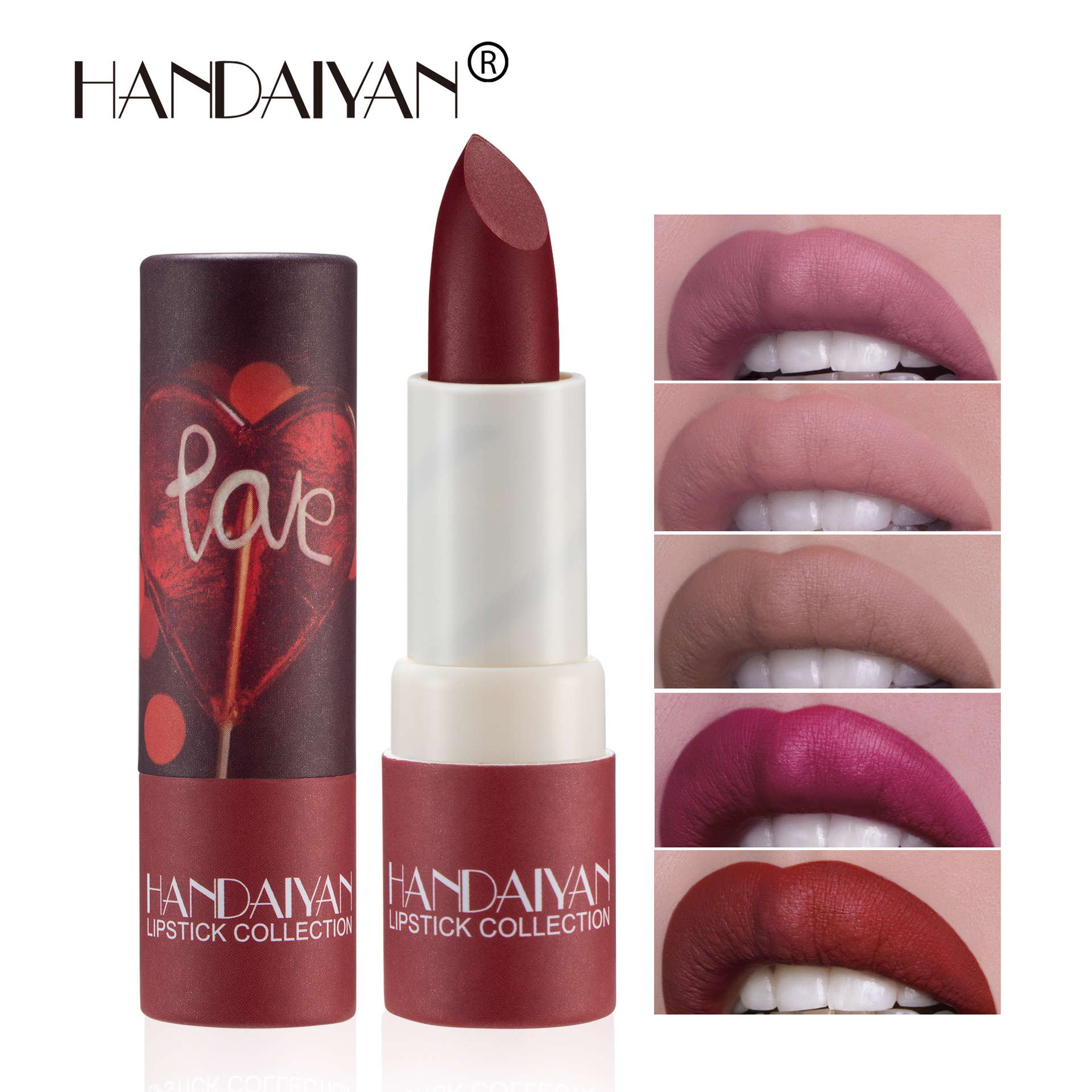Cross-border paper tube lipstick, matte, long-lasting moisturizing HANDAIYAN Velvet misty nude color lip balm Item Picture