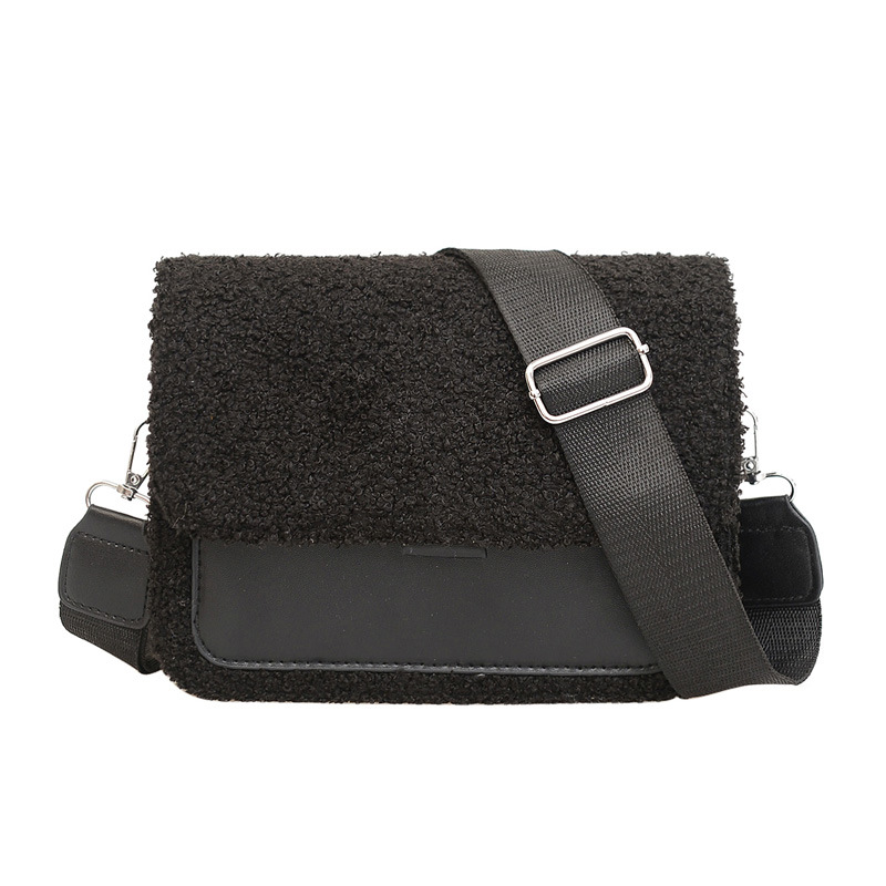 The 2024 new Korean-style trendy square lambskin patchwork single-shoulder crossbody bag is a fashionable and cute small square bag for girls Item Picture