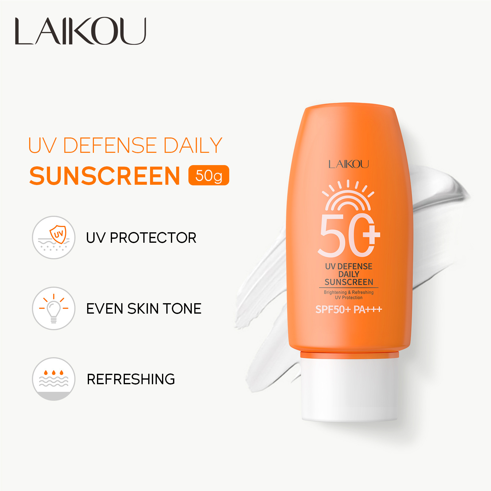 Summer cross-border LAIKOU sunscreen50g Student facial Isolation Waterproof and Refreshing New Upgrade full figure