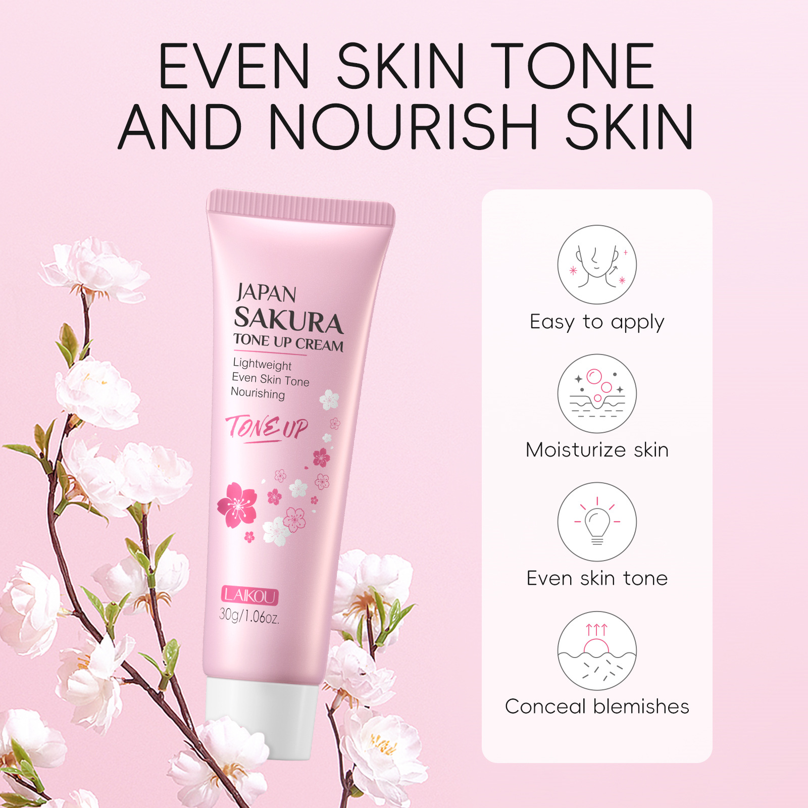 LAIKOU Sakura Natural Cream 30g Skin Care and Cosmetic Moisturizing, Hydrating, Hydrating and Beautifying Lazy Person's Face cream details Picture