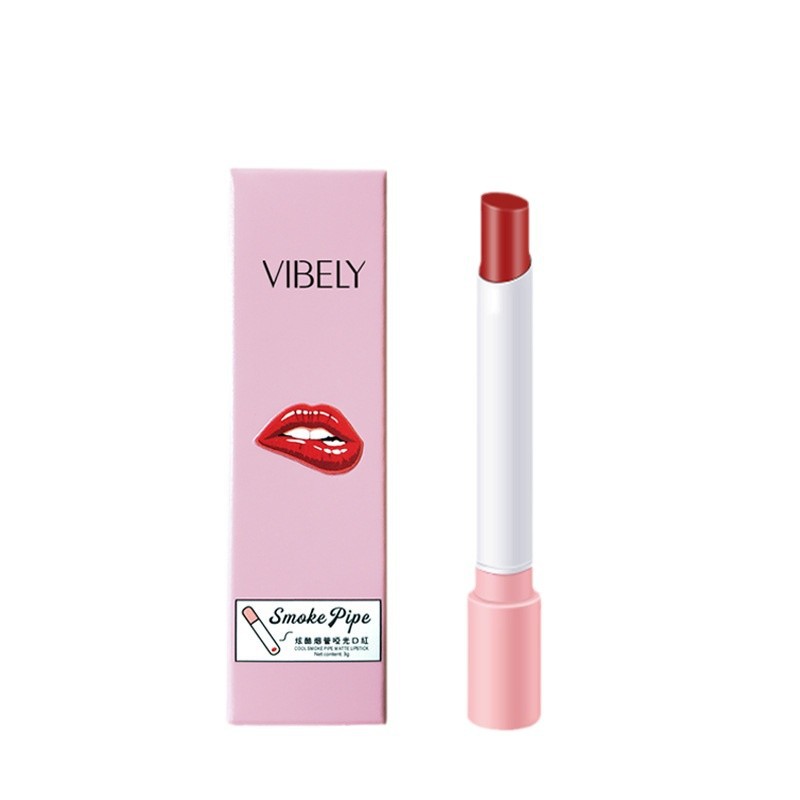 VIBELY export European and American matte non-stick cup cigarette tube lipstick, single small thin tube mini cigarette lipstick, pink Item Picture