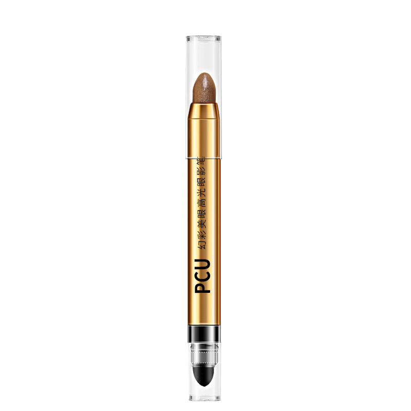 PCU Lazy Person's Dazzling High-gloss Eyeshadow Pen, Double-headed pearlescent Fine Sparkling Horizontal brush, one-touch matte eyeshadow stick Item Picture