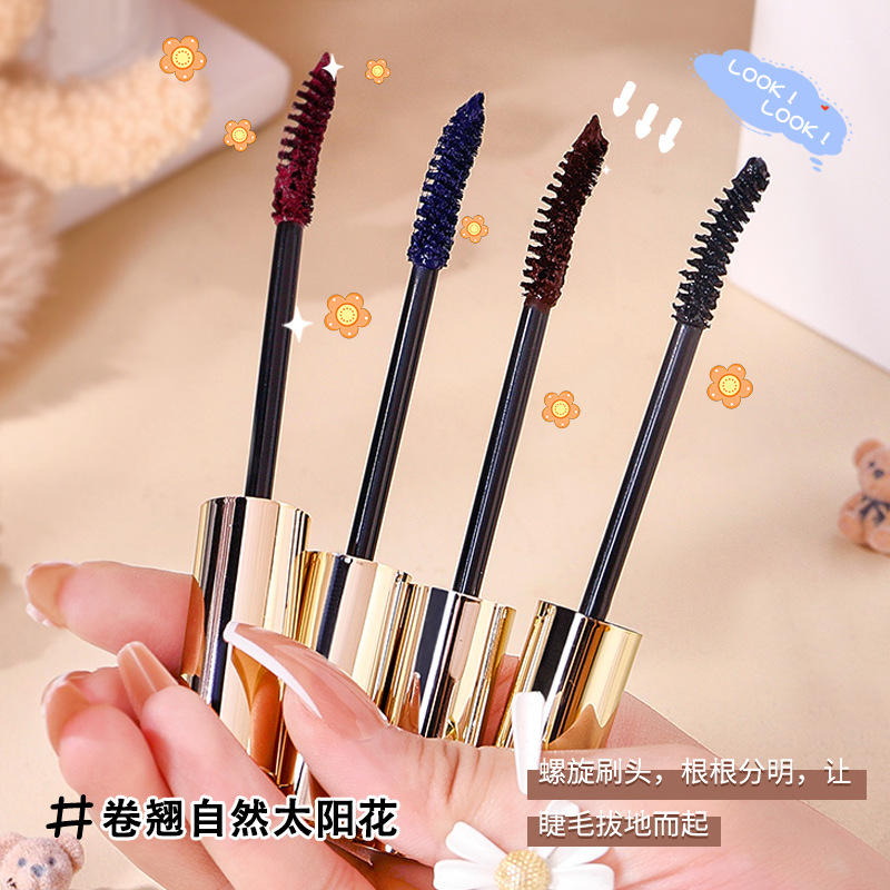 Mingxi Zhi colored mascara is waterproof, sweat-proof, non-smudging, long and curly, raincoat, brown eyelash styling liquid, cross-border details Picture