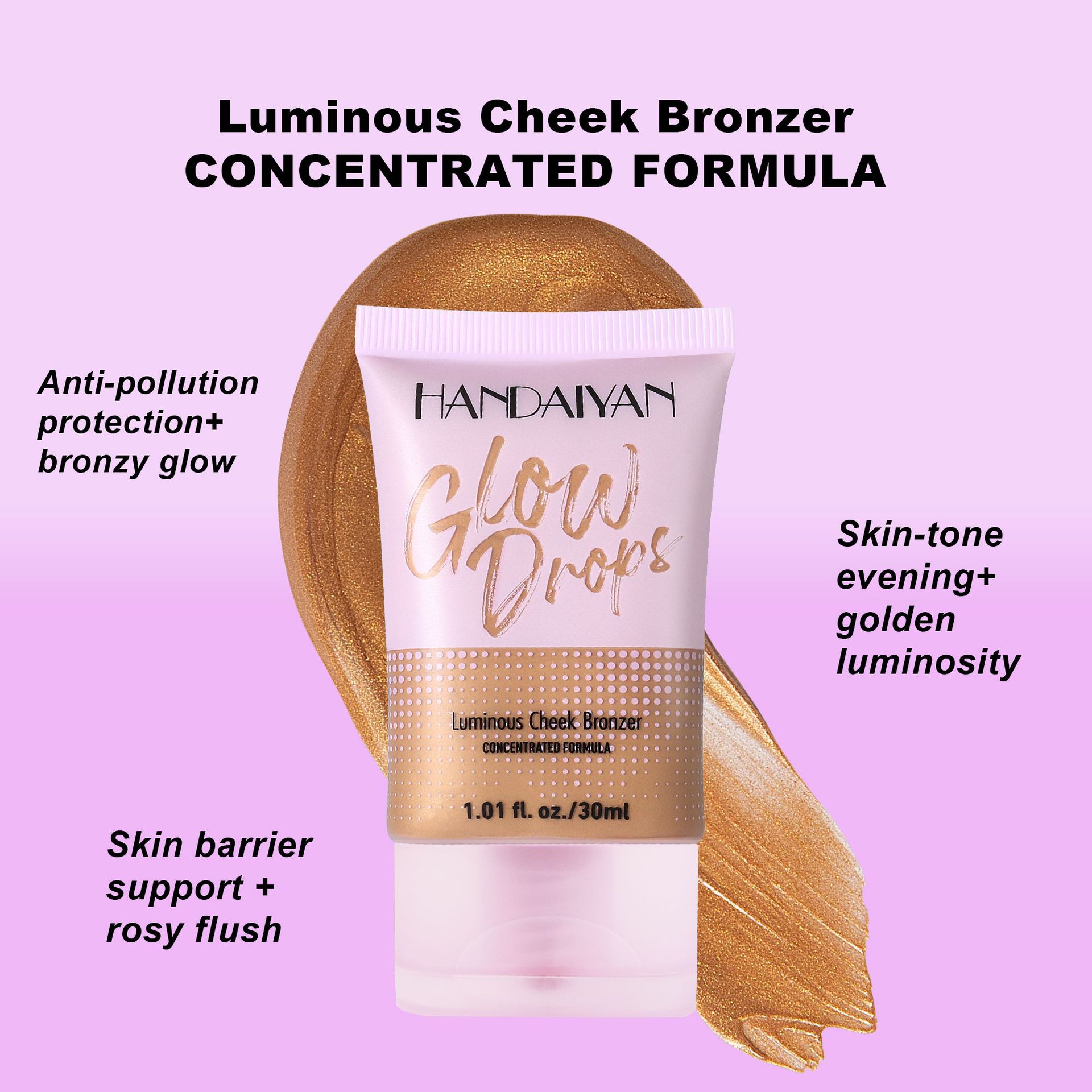 Cross-border Tanning Foundation handaiyan Wheat and Bronze Concealer Dark Skin Pearlescent Gilt Foundation Specification drawing
