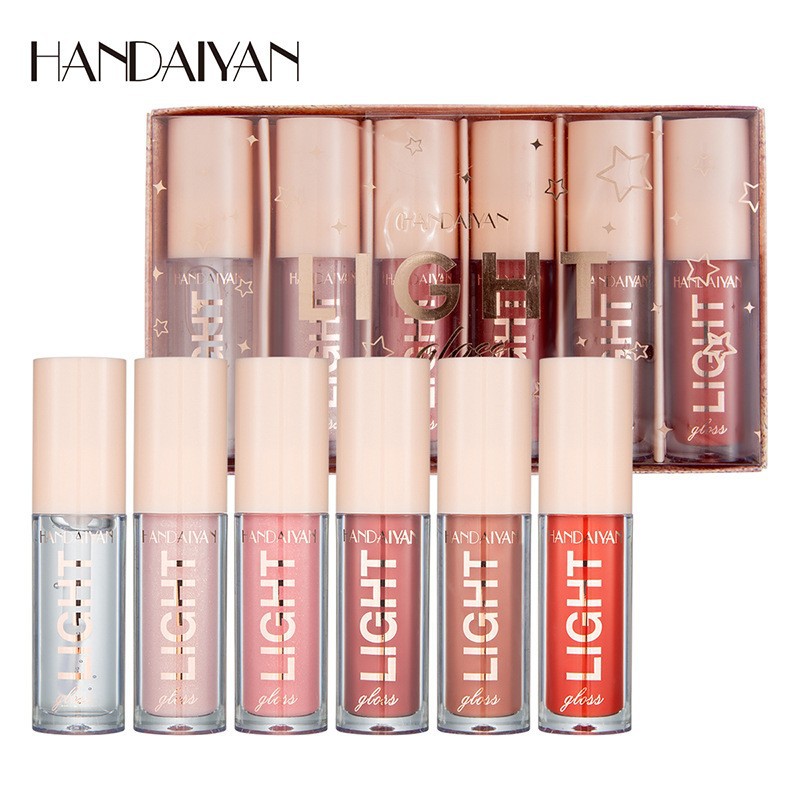 Cross-border 6-lip gloss Set Gift box: Mirror Water Light Liquid Lipstick, Lacquer Light Glass Lip Gloss, handaiyan Makeup Specification drawing