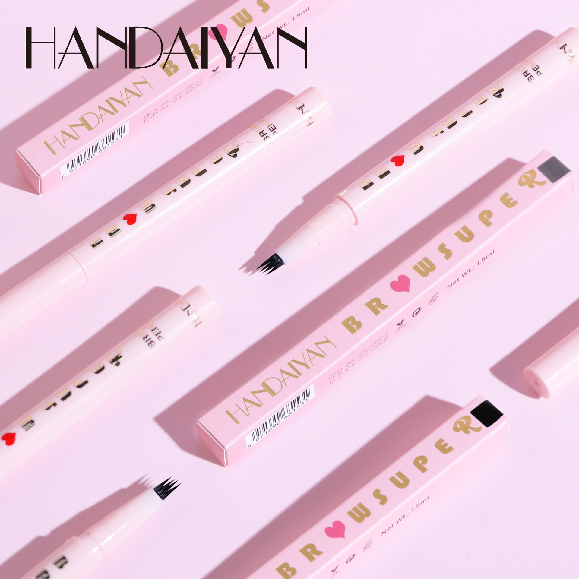The new cross-border four-fork liquid eyebrow pencil from Han Daiyan is waterproof, sweat-proof, long-lasting and does not fade. It is a natural four-fork eyebrow pencil Specification drawing