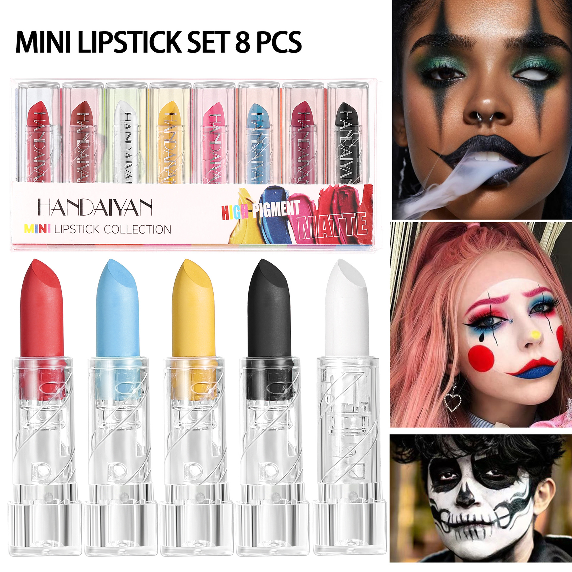 Cross-border Halloween Lipstick Set of 8 handaiyan Personalized DIY Long-lasting Waterproof Matte Lipstick Set full figure