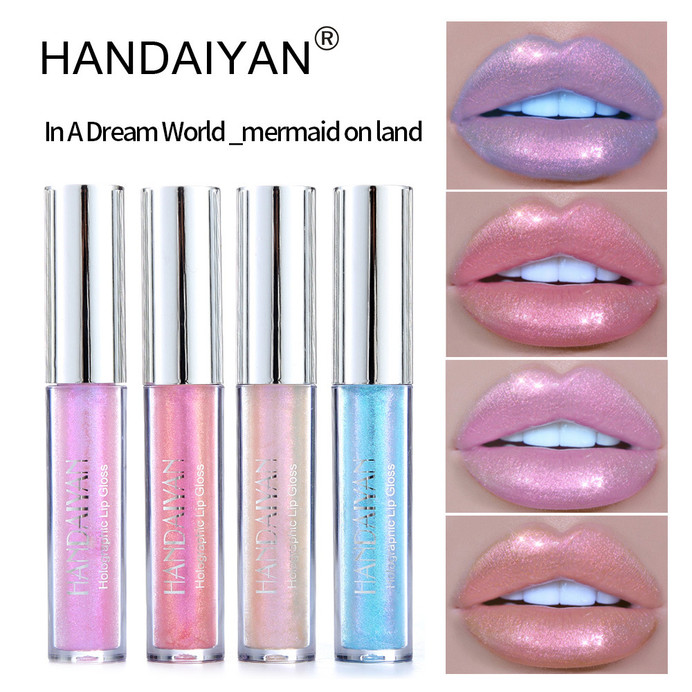 Cross-border Pearlescent Lip Gloss Mermaid HANDAIYAN Long-lasting Moisturizing, Dazzling Bright and Polarized Lip gloss Lip Gloss full figure