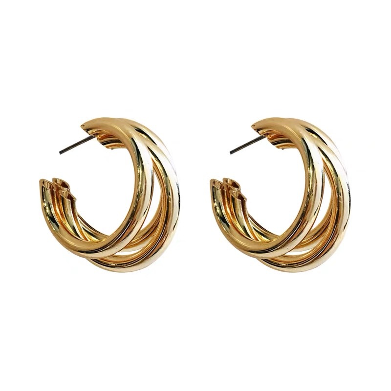S925 Silver needle European and American exaggerated geometric stud earrings for women, light luxury, fashionable and high-end style, metal earrings wholesale Item Picture