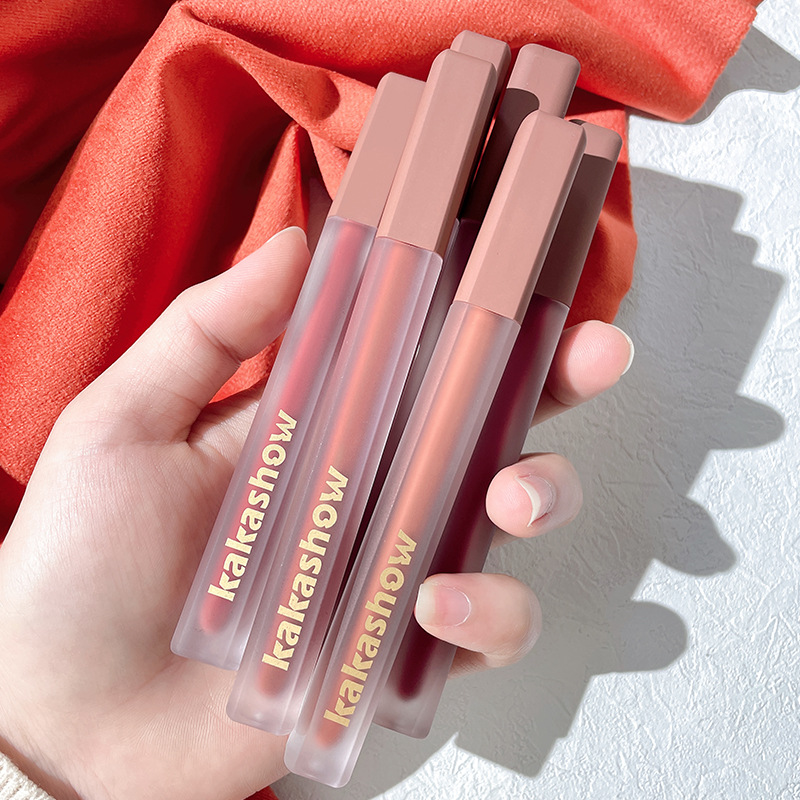 kakashow Pink Satin Lip gloss, velvet matte lip gloss, fair complexion, red mouth, non-fading lip gloss, air Lip gloss wholesale Specification drawing