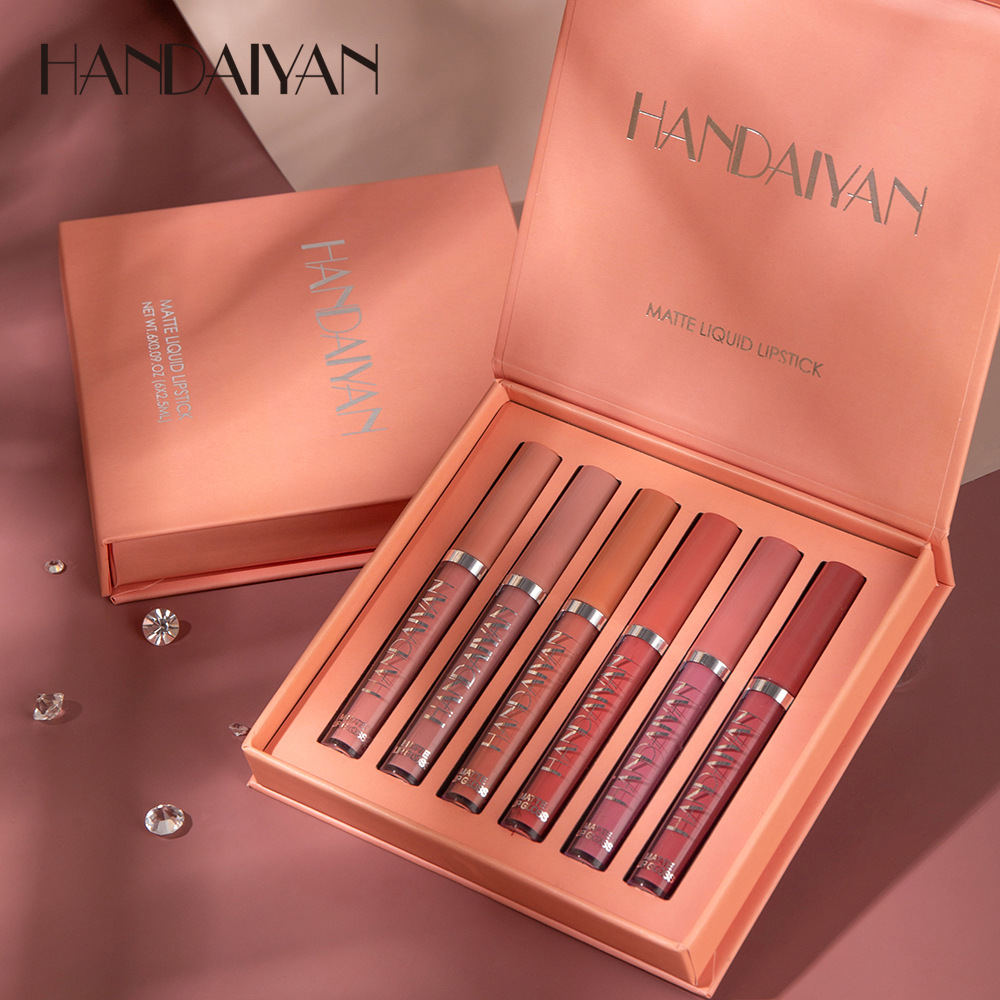 Lip gloss set, cross-border matte 6 pieces, Han Daiyan European and American long-lasting waterproof, non-fading, non-stick to cups Lip gloss and lip gloss details Picture