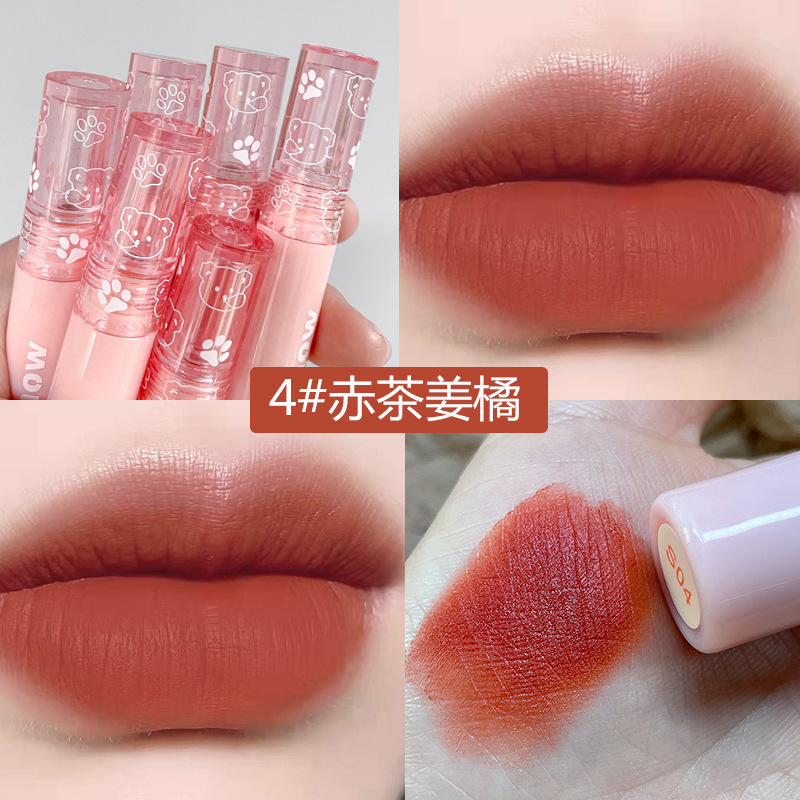 kakashow Bubble Bear Lip Gloss matte, velvet, red lip, honey clay, pure to look fair, not easy to stick to cup lip gloss full figure
