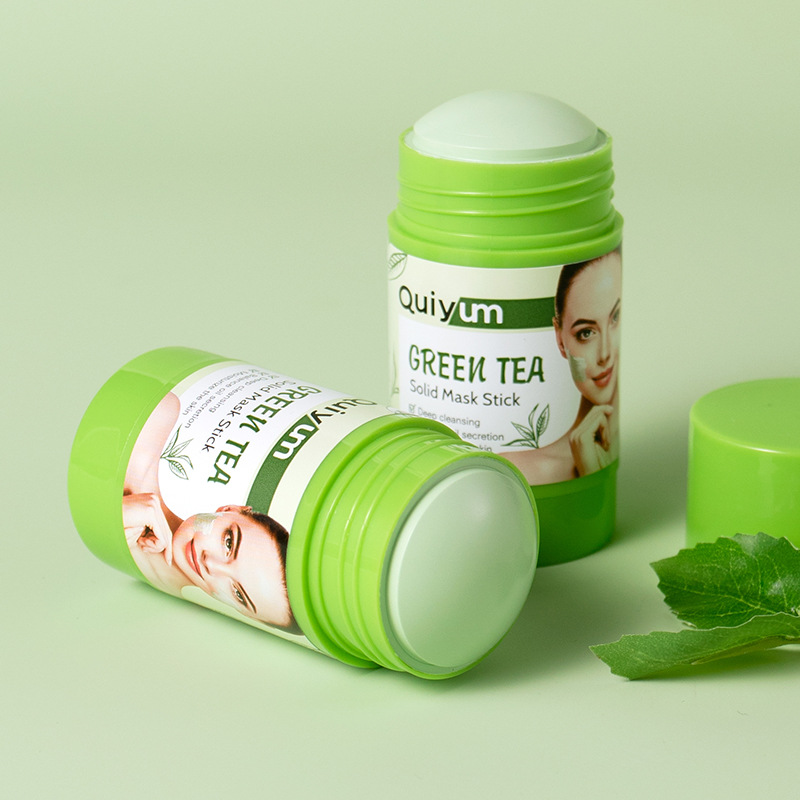 Cross-border QUIYUM Green Tea Solid Mask Stick 40g Hydrating and moisturizing smearing mud Mask manufacturer in stock wholesale full figure