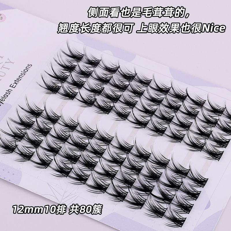 Foreign trade Fox series oblique flying simulation self-grafted single cluster false eyelashes, big eyes comfortable and natural segmented fishtail eyelashes Item Picture