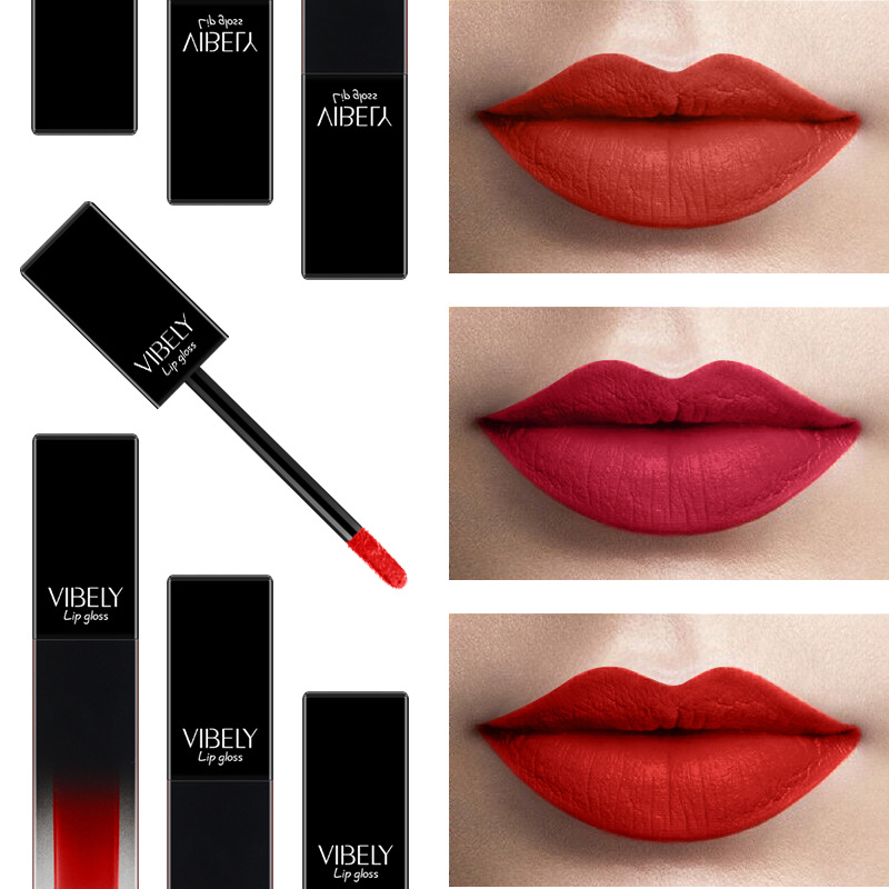 VIBELY matte nude liquid pearlescent lip gloss from Europe and America, matte non-stick cup, non-fading lip gloss, a bestseller in foreign trade full figure