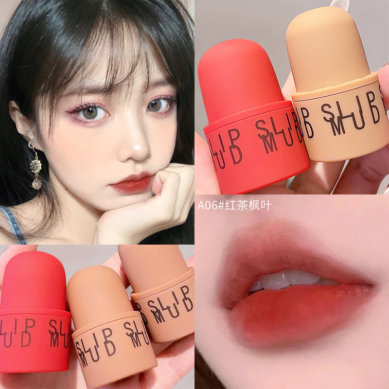 VIBELY export matte seal lip paste retro matte lip and cheek dual-purpose milk tea lip paste Lip glaze factory wholesale full figure