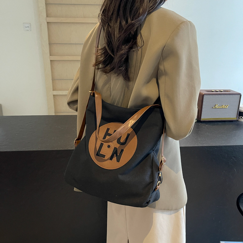 Korean letter printed multi-purpose cloth bag, 2024 new style, high-quality student backpack, commuting single-shoulder bag details Picture