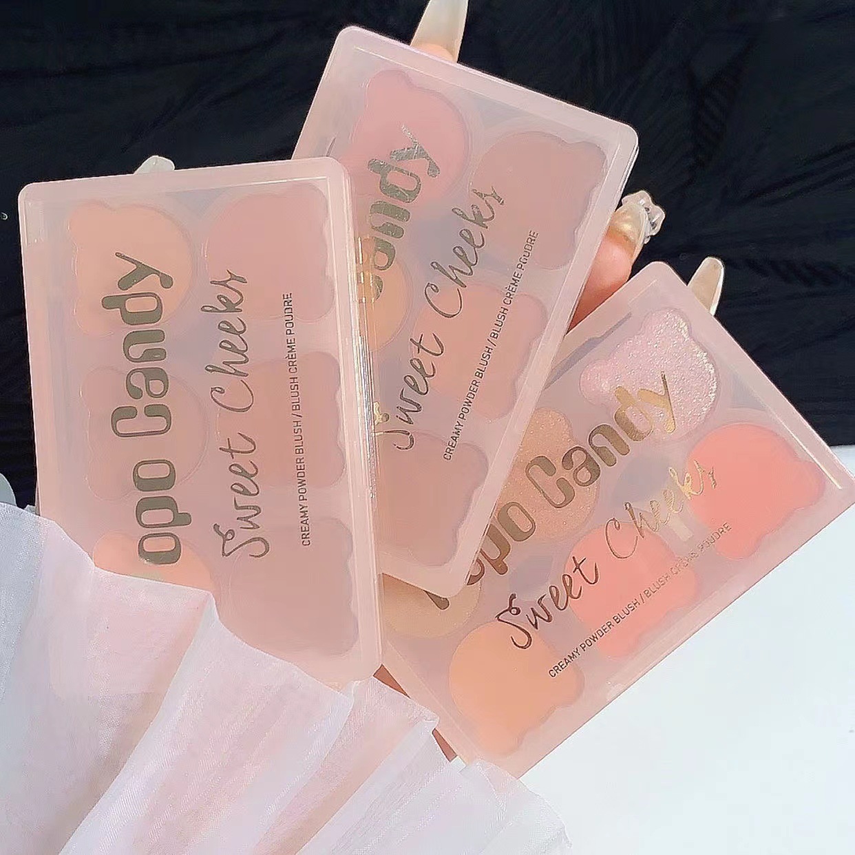 POPO CANDY Six-color Bear Blush Palette, Blush, Highlight, Shadow, Contouring all-in-one Palette, Facial makeup Tiktok details Picture