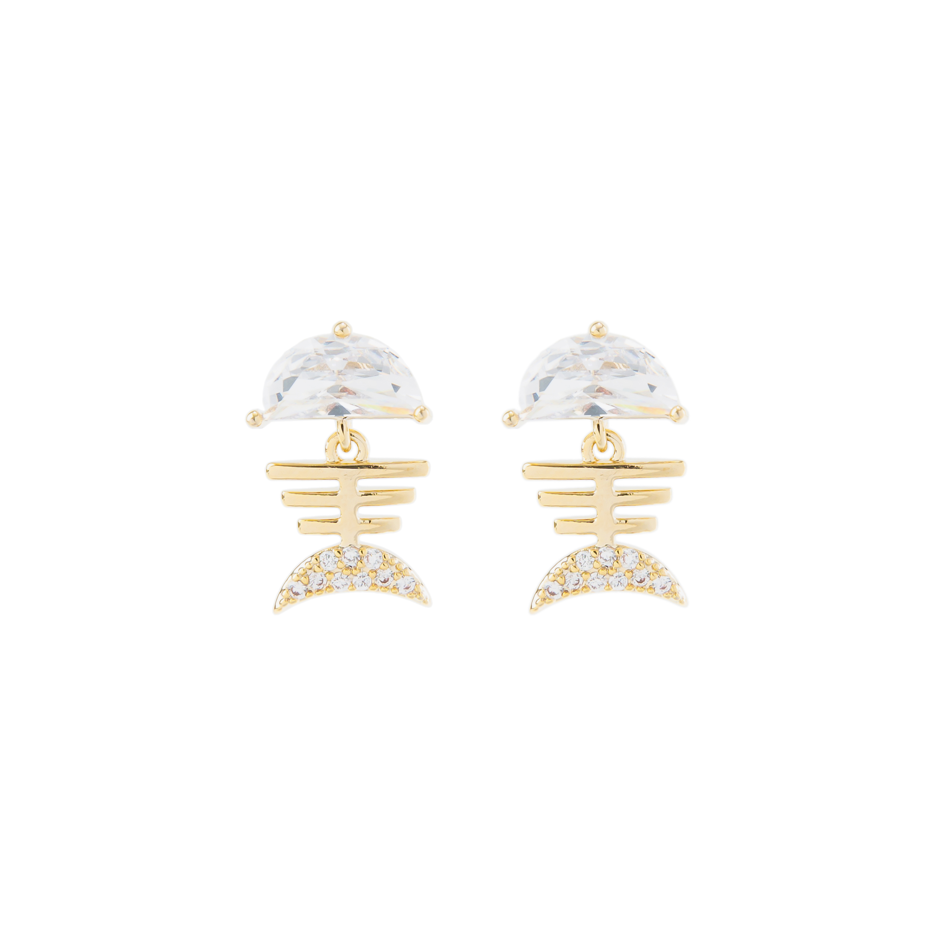 Xuhui brand exquisite and light luxury copper plated with real gold and zircon inlaid 925 silver needle fishbone luxurious design fashionable stud earrings details Picture