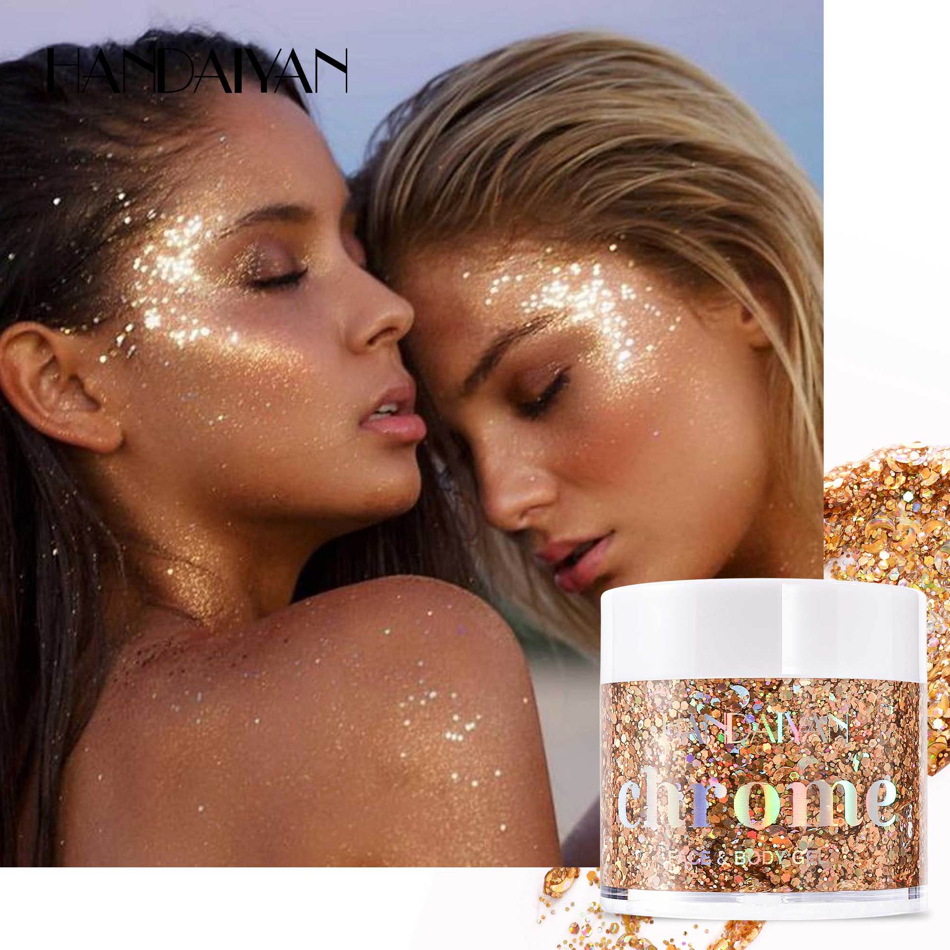 Fine glitter Gel Sequin Eyeshadow Chameleon ins Sequin Han Daiyan Nightclub performance stage Makeup Cross-border Eyeshadow details Picture