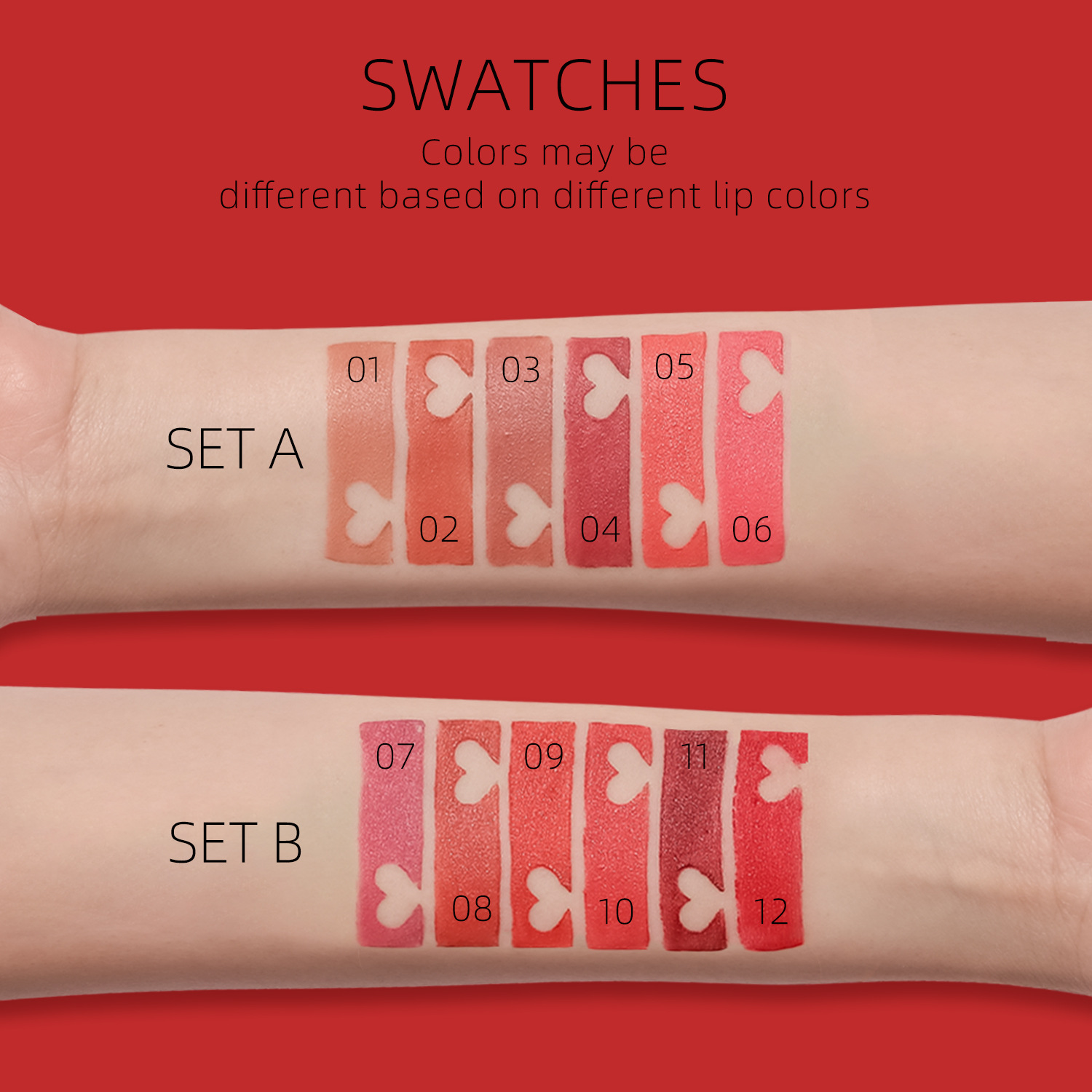 YOUNG VISION Matte 6-Lipstick Gift Box Set Velvet Lip Balm Lipstick Specification drawing