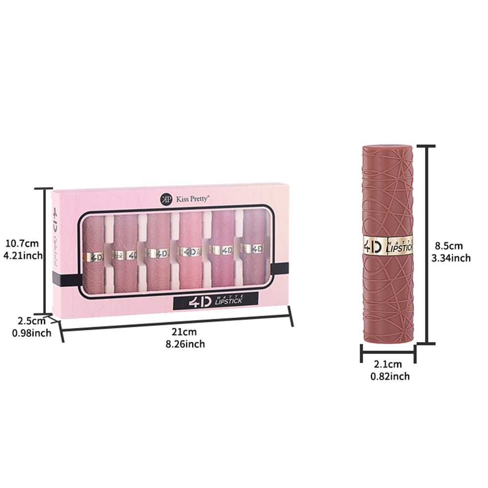 6-piece matte lipstick, cross-border lip makeup, Aunt Red, easy to apply, export lip gloss set, not easy to smudge Item Picture