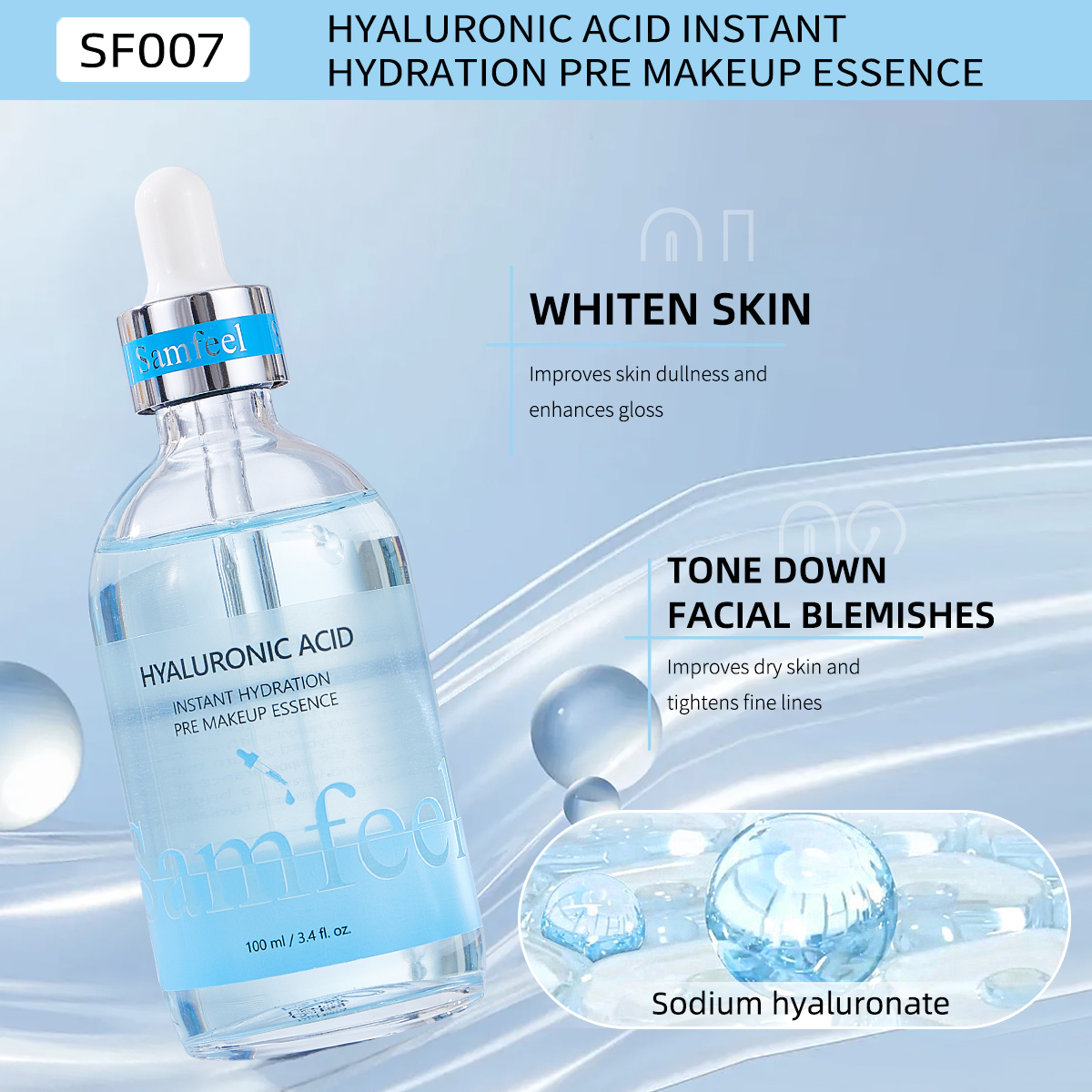 Hyaluronic Acid Instant hydration Pre makeup essence plump Application Scenario