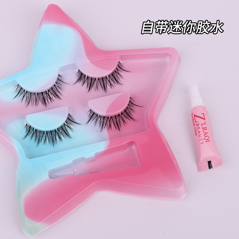 New Little Devil 2 pairs of false eyelashes, natural and realistic sharpened eyelashes, soft and transparent stems, two pairs of eyelashes Specification drawing