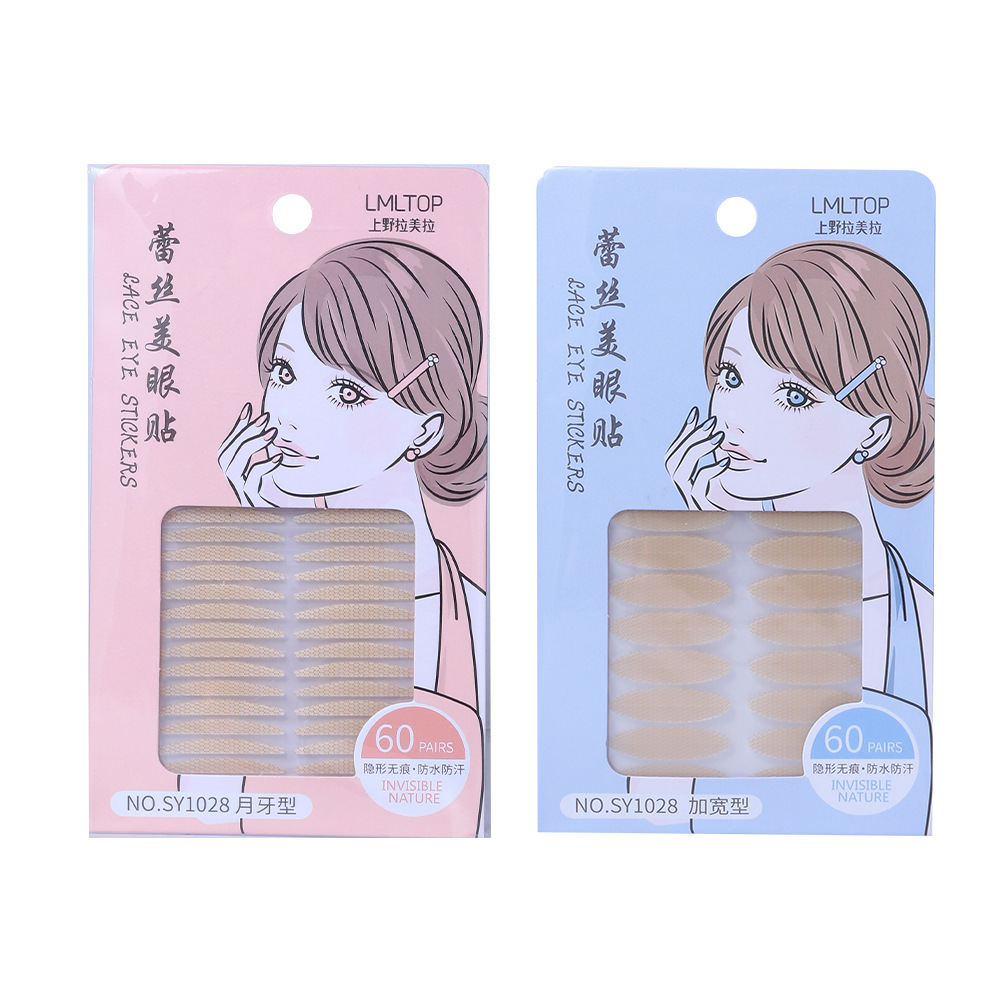 LMLTOP 60 Pairs of Lace Double Eyelid Stickers, Natural and invisible widened crescent-shaped beauty stickers, carefully selected Item Picture