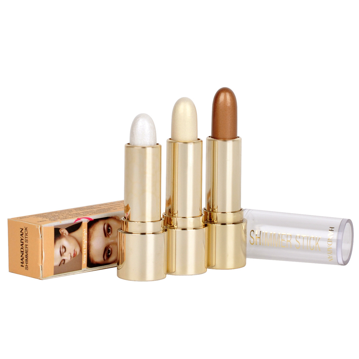 Cross-border best-selling high-gloss contouring stick HANDAIYAN Han Daiyan three-dimensional brightening stick, eye-opening pen wholesale, and eye-closing pen Item Picture