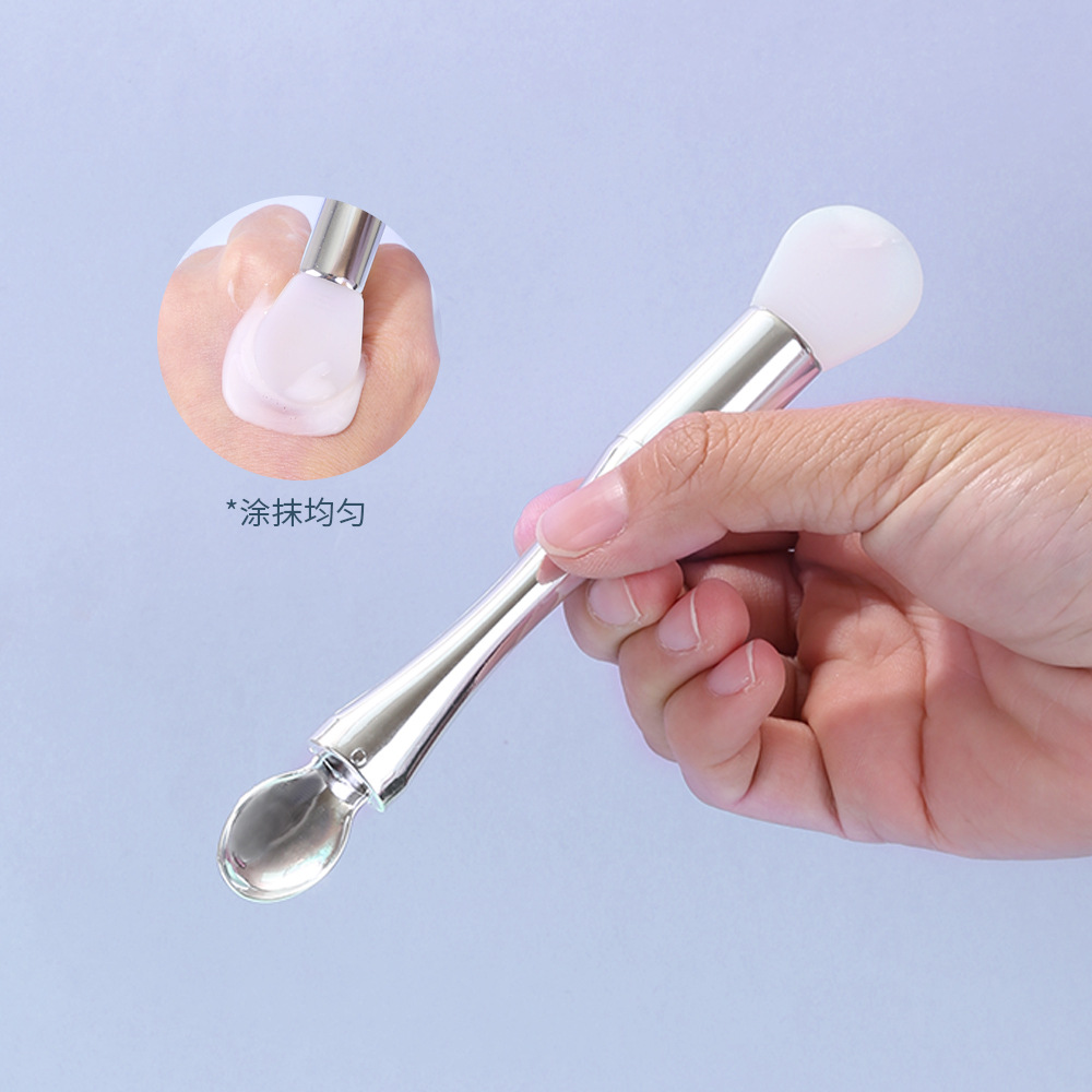 LMLTOP electroplated mask brush with spoon, dual-head, dual-purpose, mud film application, film mixing brush, mask stick TOP-056 Specification drawing