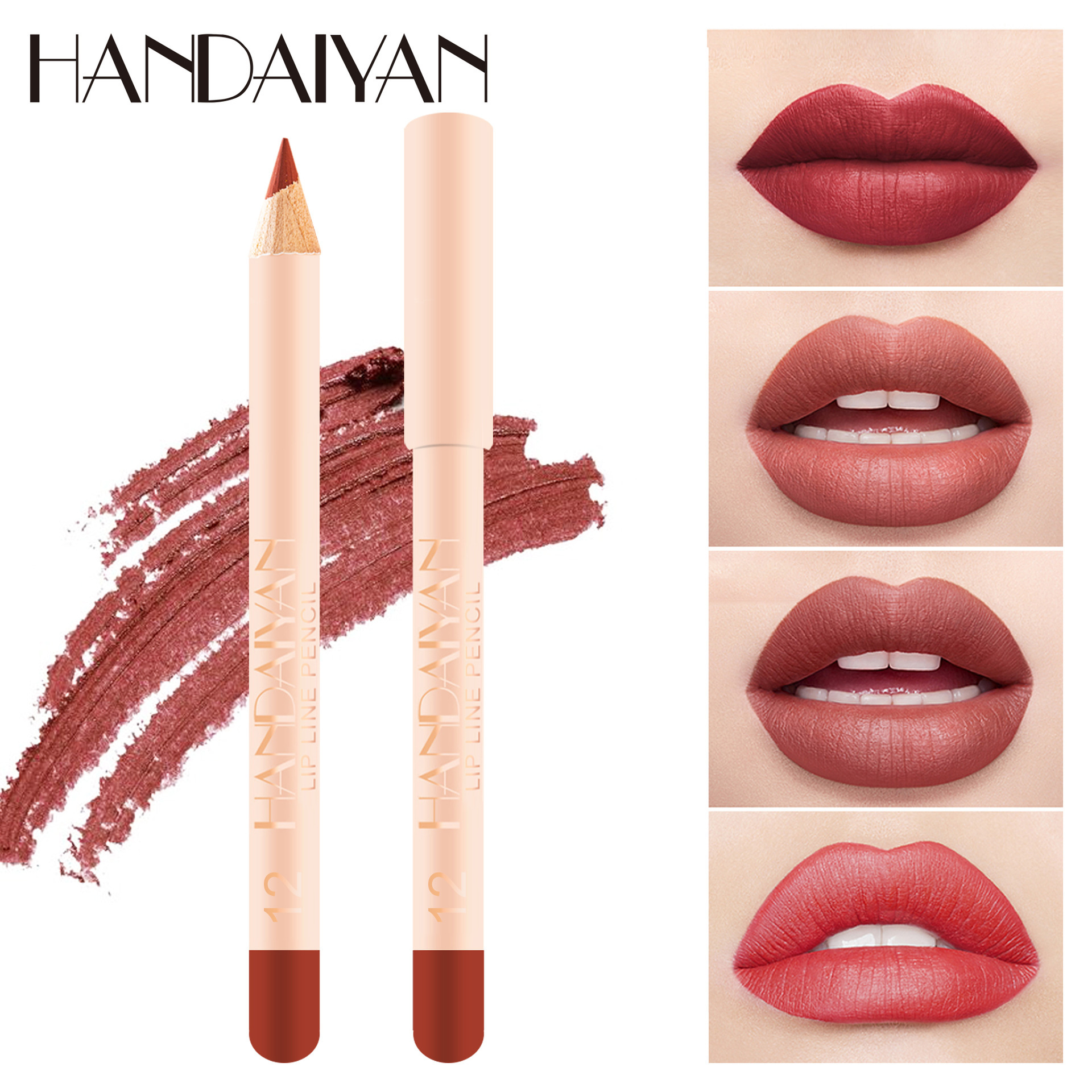 Cross-border 12-piece matte Lip liner pen set handaiyan Velvet non-fading outlined Lip Liner Pen Lipstick Pen set details Picture