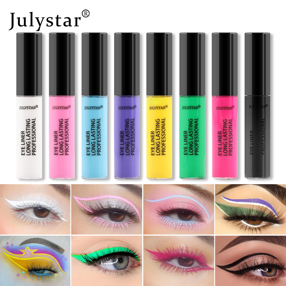 julystar Cross-border Halloween Beauty Eyeliner Liquid Cross-border Colored Waterproof, Oil-Proof and non-smudging Eyeliner Pen wholesale full figure