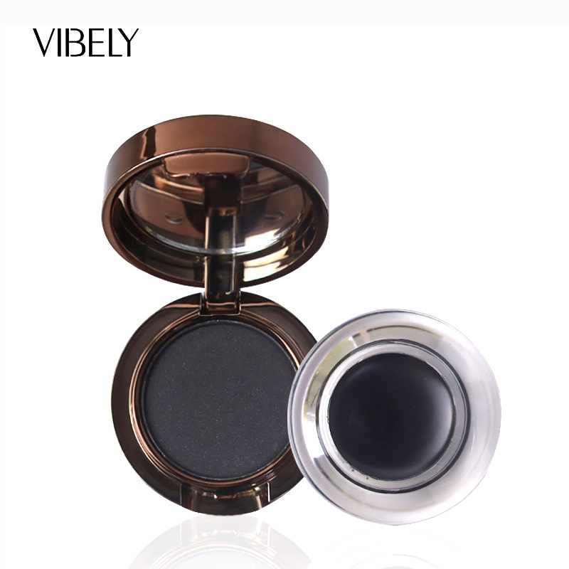 VIBELY's two-in-one eyeliner cream for foreign trade comes with a brush, is waterproof, sweat-proof, does not smudge, and is a natural eye contour cream that does not smudge Item Picture