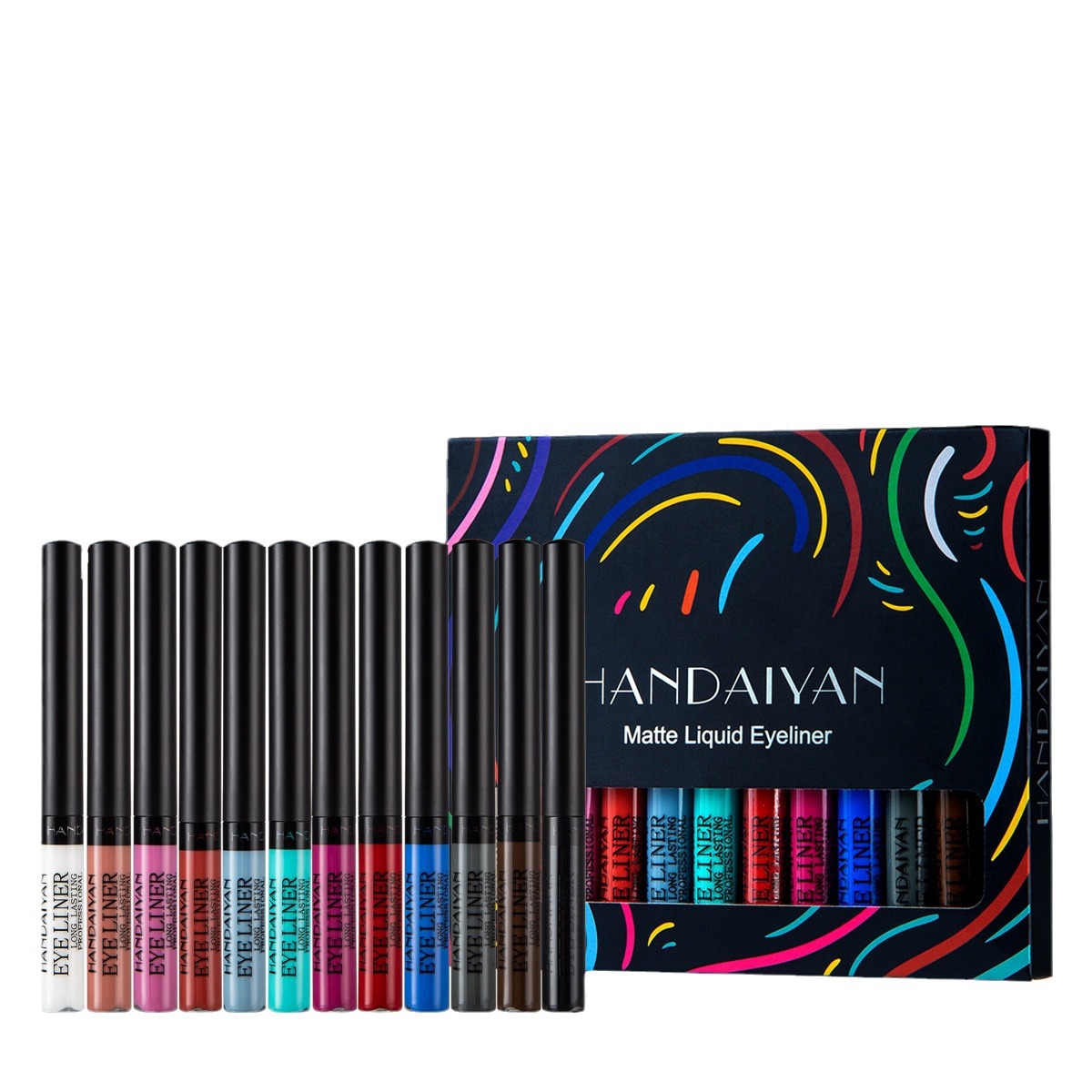 Cross-border Fluorescent eyeliner Liquid Set Han Daiyan Quick-drying, long-lasting and non-smudging matte colored eyeliner Liquid set Item Picture
